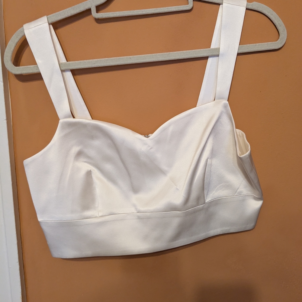100% Silk White Women's Crop Top